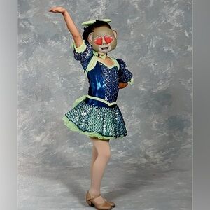 Blue and Green Sequin Dance Costume